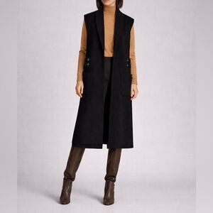 HAPPILY GREY - Minimalist long vest, elegant tailoring and structured silhouette